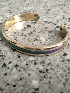 Vintage Rainbow Anodized Titanium Inlay Cuff Bracelet